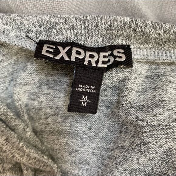 Express Fringe Ruched Racerback Heathered Gray Dress - Picture 9 of 12